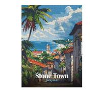 Puzzle pour Adultes 52x38cm/1000pcs Stone Town Zanzibar Puzzle pour Adultes Jeu Manuel Une Œuvre d'art Cadeaux Uniques pour Anniversaire Et Noël 52x38cm/1000pcs
