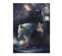 Puzzle pour Adultes 52x38cm/1000pcs Two Wolves in The Moonlight -1 Puzzle pour Adultes Jeux De Détente Cadeaux pour Femmes Difficile Et Stimulant 52x38cm/1000pcs