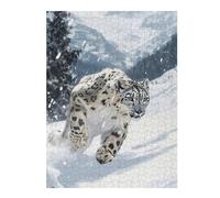 Puzzle pour Adultes 52x38cm/1000pcsSnow Leopard Running Casse-tête pour Adolescents, Jeu De Réflexion, Course De Vitesse Manuelle, Cadeaux Uniques d'anniversaire Et De Noël 52x38cm/1000pcs
