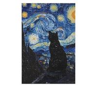 Puzzle pour Adultes 75x50cm/1000pcs Cat Stary Night Casse-tête pour Adolescents, Jeu De Réflexion, Course De Vitesse Manuelle, Cadeaux Uniques d'anniversaire Et De Noël 75x50cm/1000pcs
