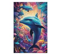 Puzzle pour Adultes 75x50cm/1000pcs Colorful Underwater Dolphins Puzzles pour Adolescents Jeux Familiaux Analyse Et Logique Interaction Parent-Enfant 75x50cm/1000pcs