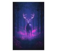 Puzzle pour Adultes 75x50cm/1000pcs Deer Neon Light Forest Puzzle pour Adultes, Jouet, Décoration Murale, Décoration Parfaite, Jeu Stimulant, Cadeaux 75x50cm/1000pcs