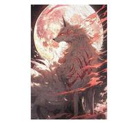 Puzzle pour Adultes 75x50cm/1000pcs Full Moon Sakura Kitsune Puzzle pour Adultes - Jeux Relaxants, Décoration Murale, Activités Amusantes À La Maison, 75x50cm/1000pcs