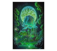 Puzzle pour Adultes 75x50cm/1000pcs Glowing Lotus Night Scene Casse-tête pour Adultes, Jeu De Réflexion, Décoration Intérieure, Cadeaux Uniques d'anniversaire Et De Noël 75x50cm/1000pcs