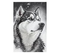 Puzzle pour Adultes 75x50cm/1000pcs Husky Snow Animal Casse-tête pour Adolescents, Jeu De Réflexion, Course De Vitesse Manuelle, Cadeaux Uniques d'anniversaire Et De Noël 75x50cm/1000pcs