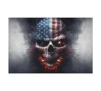 Puzzle pour Adultes 75x50cm/1000pcs Pièces Puzzle American Flag Skull Artwork Puzzles pour Adultes - Décoration Murale - Difficile Et Stimulant À Compléter 75x50cm/1000pcs