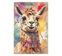 Puzzle pour Adultes 75x50cm/1000pcs Pièces Puzzle Cheeky Llama with Colorful Tassels Puzzle pour Adultes, Jeu Familial, Décoration Parfaite, Cadeau d'anniversaire, Cadeaux, 75x50cm/1000pcs