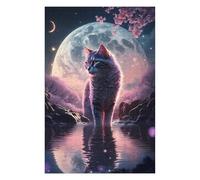 Puzzle pour Adultes 75x50cm/1000pcs Pièces Puzzle Mystical Moonlit Cat Puzzle pour Adultes Jeux Relaxants Cadeaux pour Femmes, Amis Et Famille 75x50cm/1000pcs