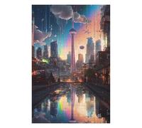 Puzzle pour Adultes 75x50cm/1000pcs Pièces Puzzle Rainbow Cityscape Reflections Puzzles pour Adultes - Décoration Murale - Difficile Et Stimulant À Compléter 75x50cm/1000pcs