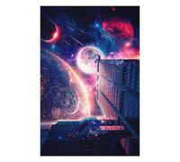 Puzzle pour Adultes 75x50cm/1000pcs Pièces Puzzle Space Cityscape with Planets Puzzle pour Adultes Jeux Relaxants Cadeaux pour Femmes, Amis Et Famille 75x50cm/1000pcs
