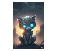Puzzle pour Adultes 75x50cm/1000pcs Robotic Cat in Apocalyptic Cityscape Puzzle Jeux De Détente Décoration Intérieure Cadeaux Uniques pour Anniversaire Et Noël 75x50cm/1000pcs