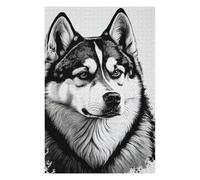 Puzzle pour Adultes 75x50cm/1000pcs Siberian Husky Drawing Dog Casse-tête pour Adolescents, Jeu De Réflexion, Course De Vitesse Manuelle, Cadeaux Uniques d'anniversaire Et De Noël 75x50cm/1000pcs