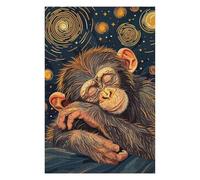 Puzzle pour Adultes 75x50cm/1000pcs Sleeping Chimpanzee in Starry Night Style Puzzle pour Adultes Jeux Relaxants Anti-Stress Cadeaux Uniques pour Anniversaire Et Noël 75x50cm/1000pcs