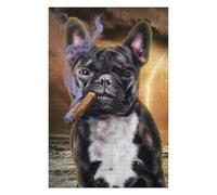 Puzzle pour Adultes 75x50cm/1000pcs Smoking Bulldog with Stormy Background Puzzle De Réflexion pour Adultes, Jeu De Puzzle, Modèle À Assembler, Idéal comme Cadeau 75x50cm/1000pcs