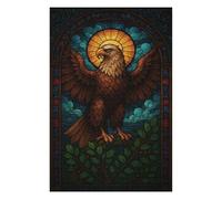 Puzzle pour Adultes 75x50cm/1000pcs Stained Glass Eagle with Sun Puzzle De Réflexion pour Adultes, Jeu De Puzzle, Modèle À Assembler, Idéal comme Cadeau 75x50cm/1000pcs