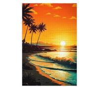 Puzzle pour Adultes 75x50cm/1000pcs Sunset Palm Beach Puzzle De Réflexion pour Adultes, Jeu De Puzzle, Modèle À Assembler, Idéal comme Cadeau 75x50cm/1000pcs