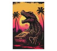 Puzzle pour Adultes 75x50cm/1000pcs VHS Dinosaur Sunset Puzzle pour Adultes - Jouets À Monter Soi-même - Cadeaux pour Femmes - Cadeaux Uniques pour Anniversaire Et Noël 75x50cm/1000pcs