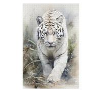 Puzzle pour Adultes 75x50cm/1000pcs Watercolor White Tiger Casse-tête pour Adolescents, Jeu De Réflexion, Course De Vitesse Manuelle, Cadeaux Uniques d'anniversaire Et De Noël 75x50cm/1000pcs