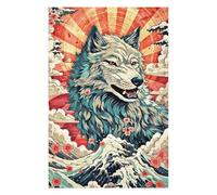 Puzzle pour Adultes 75x50cm/1000pcs Wolf Japan Wave Retro Puzzle pour Adultes Jeux Relaxants Assemblage De Motifs Cadeaux Uniques pour Anniversaire Et Noël 75x50cm/1000pcs