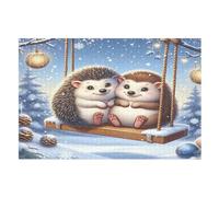 Puzzle pour Adultes Animal Hedgehog 1000 Pièces Puzzle en Bois pour Adultes Et Enfants À Partir De 12 Ans Puzzle Éduchatif Jeu Familial (75×50cm)
