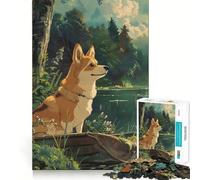 Puzzle pour Adultes Anime Chien de la Forêt Calme 1000 Pièces Jeu de mémoire Amusant Découpe de Haute précision Facile à Apprendre Plaisir en Famille (38x52cm)