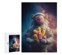 Puzzle pour Adultes Astronaut with Ice Cream in Space Puzzles pour Adultes Améliorez Votre Mémoire Activités Ludiques À La Maison Idéal comme Cadeau 300 PCS
