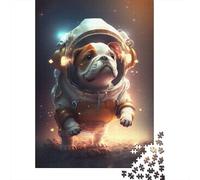 Puzzle pour Adultes Astronaute Space Bulldog 1000 pièces Puzzles en Bois Puzzle pour 18 Ans et Plus Jeu Stimulant 1000 pièces (75 x 50 cm)
