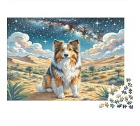 Puzzle pour Adultes Atlas Shepherd, Chien dans Le Désert la Nuit Cadeau Amusant et Activité pour la Maison Décoration Murale 52x38cm/1000pcs
