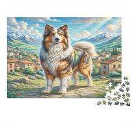 Puzzle pour Adultes Atlas Shepherd pour Décoration Murale, Chien dans Un Village de Montagne Jeu Éducatif Décompression 1000Pièces 52x38cm/1000pcs