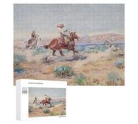 Puzzle pour Adultes avec Motif Cowboys Hunting Wolf, Format 500 PCS