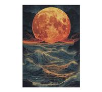 Puzzle pour Adultes avec Motif Full Moon Over Ocean Waves, Format 300 PCS