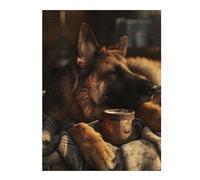 Puzzle pour Adultes avec Motif German Shepherd Coffee, 500 PCS | Cadeau pour amateur de puzzle: activité d'intérieur le w nd sur plusieurs sessions.