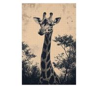 Puzzle pour Adultes avec Motif Giraffe Portrait in Sepia Tones, 1000 PCS