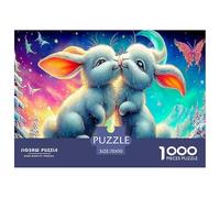 Puzzle pour Adultes Baisers de Lapins Jeu éducatif de 1000pcs70x50cm représentant des Lapins Bleus Qui se câlinent. Idéal pour se détendre.