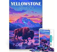 Puzzle pour Adultes Bison du Parc National de Yellowstone,1000 pièces,Jeu de Stimulation Cognitive,sans Espace,Assemblage précis,Cadeau d'anniversaire,Casse-tête (38x52cm)