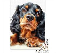 Puzzle pour Adultes, Black and Tan Cocker Spaniel, 1000 Pièces, 70x50cm/1000pcs; Projet De Table À Partager; Pièces Blanches pour Un Tri Ordonné