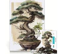 Puzzle pour Adultes Bonsaï Aquarelle 1000 pièces Découpe de Haute précision Facile à Apprendre Idéal pour Toute la Famille (38x52cm)