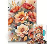 Puzzle pour Adultes Bouquet Floral Aquarelle »,1000 pièces,pour développer la mémoire,s'amuser,Haute précision,découpe Facile,Plaisir en Famille (38x52cm)