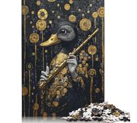Puzzle pour Adultes Canard flûtiste en Or 1000 pièces Puzzle en Bois pour Adultes et à partir de 18 Ans Jeu Stimulant 1000 pièces (75x50cm)