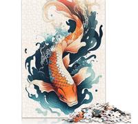 Puzzle pour Adultes Carpe Koi Poisson Japonais 1000 pièces - Puzzle en Papier - Convient aux Adultes et aux Plus de 18 Ans - Casse-tête - 38 x 26 cm / 1000 pièces