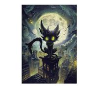 Puzzle pour Adultes Cartoon Cat on Skyscraper at Night Puzzles pour Adultes, Jouets À Monter Soi-même, pour S'amuser en Famille, Une Offre Idéale comme Cadeau pour Toute La Famille 38x26cm/1000pcs