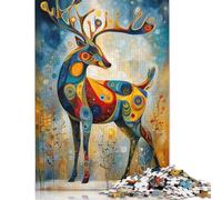 Puzzle pour Adultes Cerf Abstrait - Puzzles décoratifs animaliers festifs et surréalistes, 500 pièces, Jeu éducatif pour Adultes (52 x 38 cm)