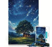 Puzzle pour Adultes Chalet sous Les étoiles 1000 pièces, Jeu de logique et de réflexion, Plaisir Lent, découpe précise, pièce de Collection 38x26cm