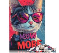 Puzzle pour Adultes Chat Cool avec Lunettes de Soleil et Miaou Plus Puzzle de 500 pièces en Bois à partir de 18 Ans Jeu Stimulant 500 pièces (52x38cm)