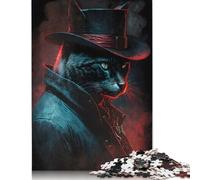 Puzzle pour Adultes Chat Noir Détective, Puzzle de 1000 pièces en Papier, adapté aux Adultes de Plus de 18 Ans, Casse-tête, 38 x 26 cm / 1000 pièces