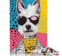 Puzzle pour Adultes : Chien Westie Cool, Style Pop Art, 500 pièces, en Bois, pour Adultes et à partir de 18 Ans, Puzzle Impossible de 500 pièces (52 x 38 cm).