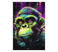 Puzzle pour Adultes Chimpanzee Neon Graffiti Puzzle pour Adultes - Jeu Manuel - Une Œuvre d'art - Idéal comme Cadeau pour Toute La Famille 75x50cm/1000pcs