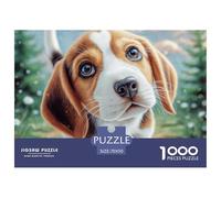 Puzzle pour Adultes Chiot Beagle regardant par-Dessus Le Bord Jeu éducatif et détendu pour Adultes et Adolescents Décoration intérieure 70x50 cm/1000pcs