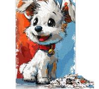 Puzzle pour Adultes Chiot Joyeux Puzzle Puzzles pour Adultes Jeu éducatif Défi Jouet 1000 pièces (75x50cm)