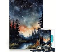 Puzzle pour Adultes Ciel étoilé à l'aquarelle 1000 pièces, Casse-tête, Passe-Temps à la Maison, Assemblage d'image, Cadeau mémorable 50x75cm